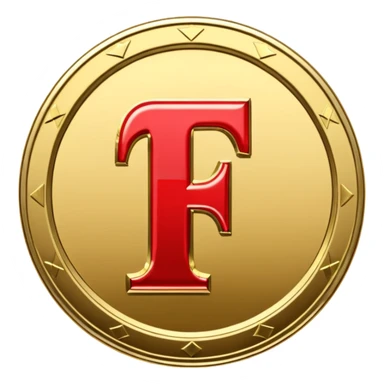 Currency crypto money symbol for the money "Fcoins" letter F, casino coin sticker