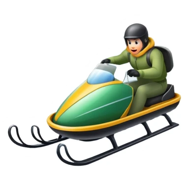 An icon featuring a sleek sled speeding down a snowy hill, with a snowy landscape and pine trees in the background. The motion lines and slight snow spray emphasize the thrill of the ride. Transparent background highlights the excitement and fun of sledding. sticker