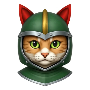 Crea un gato atigrado con armadura y casco medieval  sticker