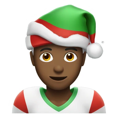 Boy who plays Football With a cristmas hat sticker