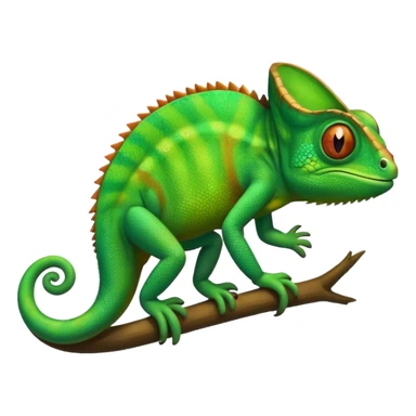 please create an animated color changing emoji that can be used as favicon . the default colour must be green and then its colour must change. the chemeleon should look to the left side. The chemeleon should look happy. The colour of the chemeleon is not changing sticker