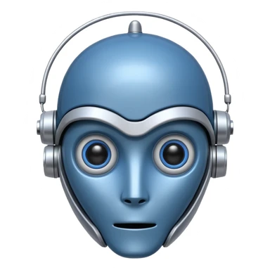 tête de robot cosmonaute bleu et blanc avec une antenne et des yeux fermés sticker