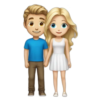 White boy with brown hair loves girl with blond hair and blue eyes sticker