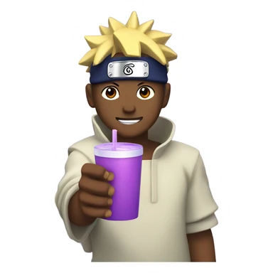 naruto drinking purple koolaid out of a styrofoam cup sticker