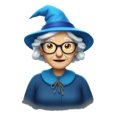 smart granny witch with glasses and blue hat  sticker