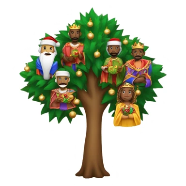 Los Tres Reyes Magos posando en un árbol de Navidad sticker