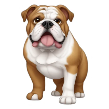 white and brown fat english bulldog sticker