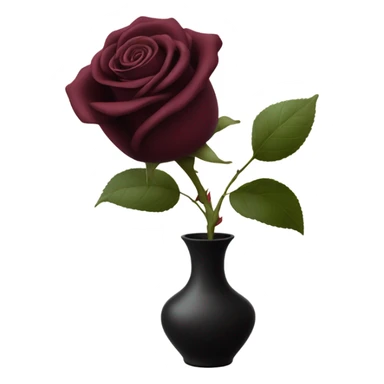 burgundy rose in black vase sticker