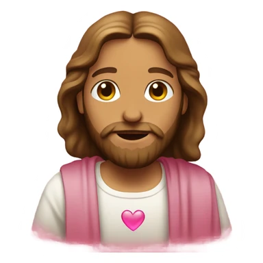 Jesus with pink love heart sticker