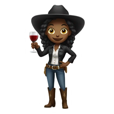 Black cowgirl holding wine sticker