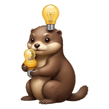 otter hugging one lightbulb sticker