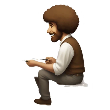 bob ross painting him self painting her self painting him self painting him self sticker