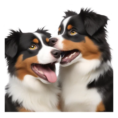 two mini australian shepherds play fighting sticker