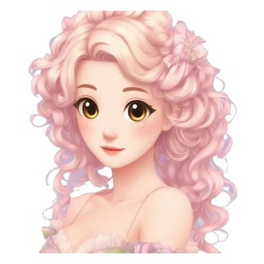gorgeous pretty attractive anime lady beautiful hair with gorgeous dress fairycore cottagecore pastelcore detailed high quality trending VOGUE aesthetic head and bust sticker