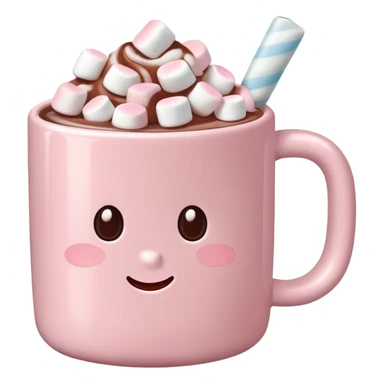 Light Pink mug of hot chocolate with marshmallows  sticker
