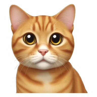 A ginger cat of the Scottish Fold breed. He has large round eyes and characteristic compound ears. He looks straight at the camera, giving the impression of curiosity or surprise. The cat's fur is soft and fluffy, the expression on his face is very cute. sticker