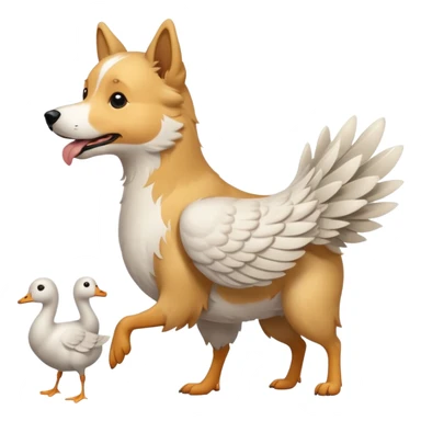 Fluffy dog fetching geese sticker