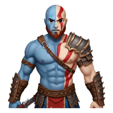create a emoji for god of war kartos version with his wife of love blueheart sticker