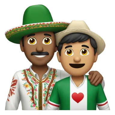 mexican man wearing a Sombrero and pakistani man wearing a pakistan shirt hugging sticker