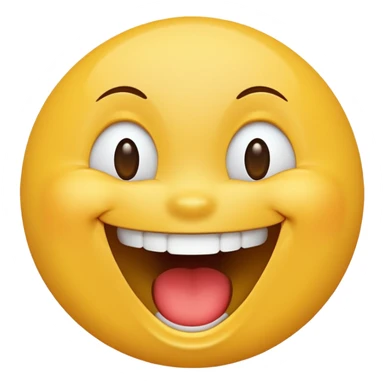 Emoji, yellow round laughing face, wide smile sticker