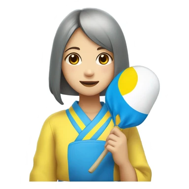 mochi in color of ukraine japanese girl holding it  sticker