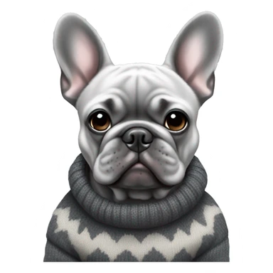 Grey French bulldog with dark grey spots with sweater sticker