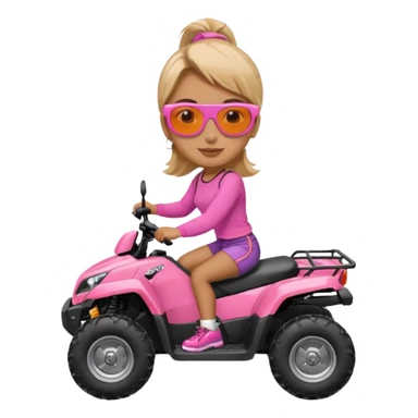Atv ride girl in orange atv, pink top ,with sunglasses sticker