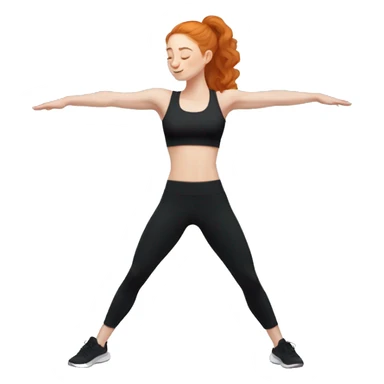 Aesthetic cute Ginger girl in black gym fit stretching  sticker