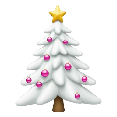 white christmas tree with link ornaments and a pink star sticker