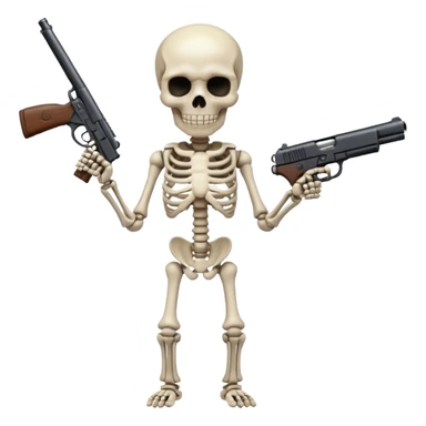 Skeleton with gun sticker