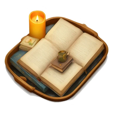 vintage tray with books and candle sticker