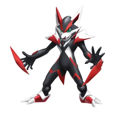 Cool Edgy Futuristic Black White Red Zangoose-Digimon-Medabot-Mecha full body sticker