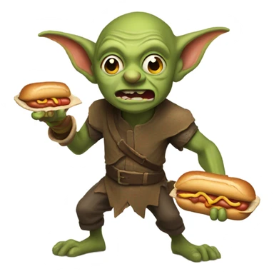 Goblin stealing hotdogs sticker