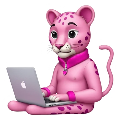 pink panther with a laptop sticker