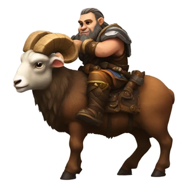 Warcraft dwarf riding a ram sticker
