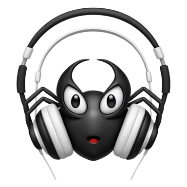 A black spider with white headphones sticker