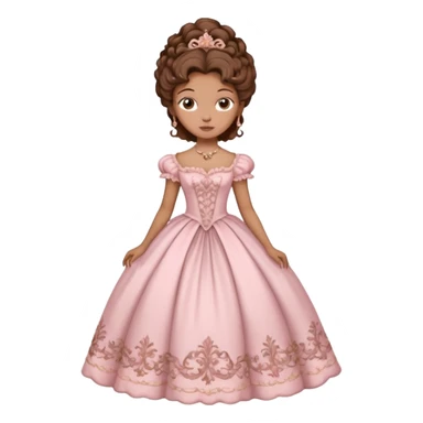 vintage rococo mixed woman with brown hair and light skin in a light pink beautiful gown sticker