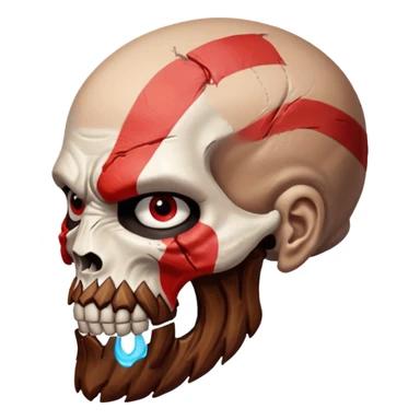 Visage de Kratos du jeu PlayStation a la perfection, c'est a dire que la marque rouge doit partir jusqu'à l'arrière du crâne  sticker