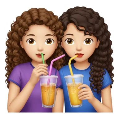 Two girls drinking they’re both Asian but one has curly brown hair and the other has long dark hair sticker