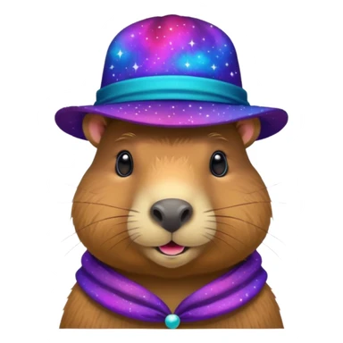 A Galaxy capybara with a hat sticker