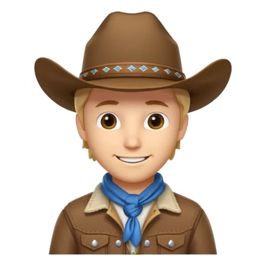 cute cowboy portrait, head and shoulders only, cowboy hat, bandana, western jacket collar, confident smile, 3D cartoon, mobile game icon style, clean background, no text, no watermark
 sticker