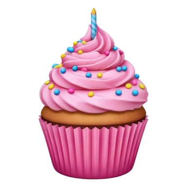cupcake with pink icing, sprinkles sticker