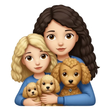 Ludo (ragazza mora capelli lisci) che abbraccia il suo cane leone (un barboncino biondo) sticker