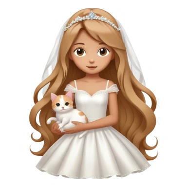 Very dreamy-beautiful-fashionable and elegant-a girl in a wedding dress holding a kitten-shiny-lady-soft style-kawaii-beautiful-hair-fairy style- sticker