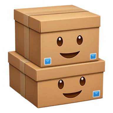 emoji of three classic brown boxes sticker