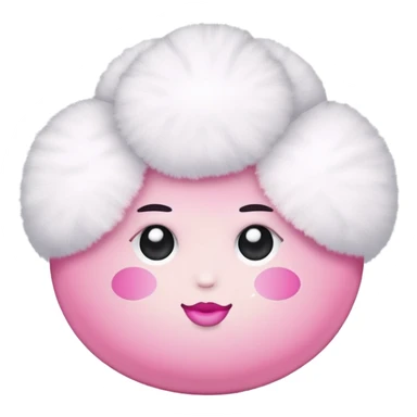 makeup powder puff with pink handle and soft white puff sticker