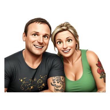 playful couple with tattoos sticker