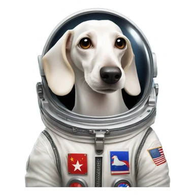 White Dachshund as Russian cosmonaut  sticker