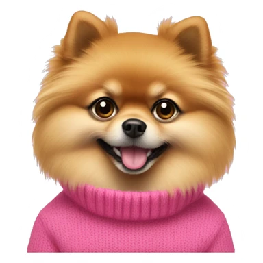A Pomeranian  with a pink sweater  sticker