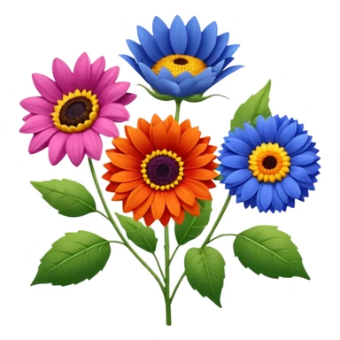 So, im back and i need these flowers into individuals emoji: Rose – pink
Sunflower – yellow
Lavender – purple
Tulip – red
Gerbera – orange
Forget-me-not – light blue
Chrysanthemum – green
Cornflower – dark blue sticker